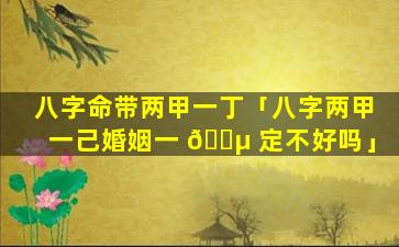 八字命带两甲一丁「八字两甲一己婚姻一 🐵 定不好吗」